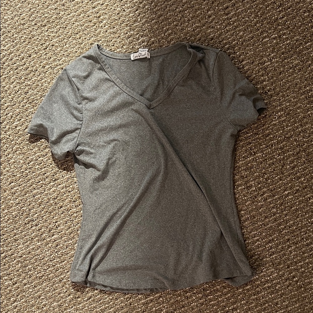 Classic Gray V-Neck Short Sleeve Tee